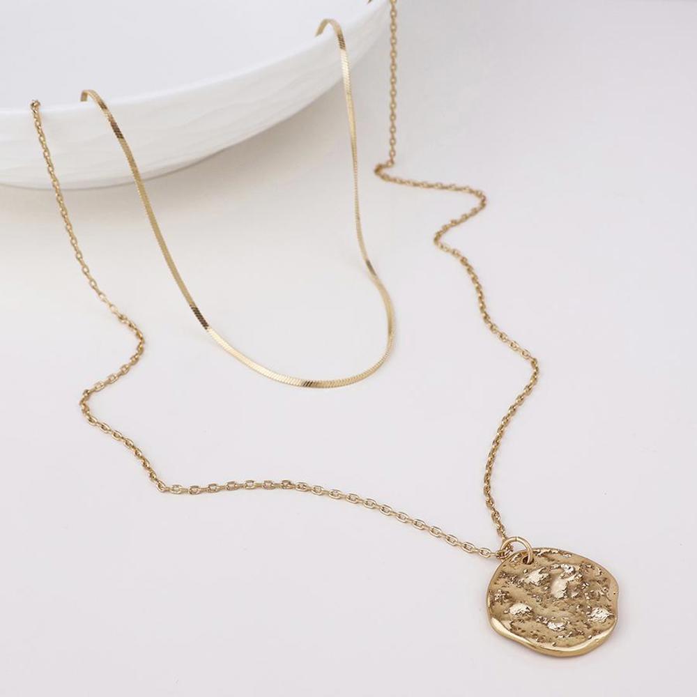 Peace of Mind Double Chain Necklace Solstice Eclipse Worn Gold